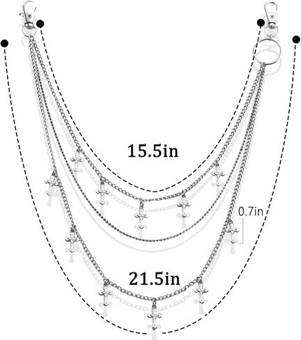 Christian Gifts Cross Keychain Cute Bag Charms Wallet Purse Charms Fashion Layered Pants Chains Jean Chain Exquisite Gold Pocket Chain for Women in Saudi Arabia
