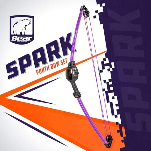 Bear Archery Spark Youth Bow Set, Recommended for Ages 5 to 10, Ambidextrous, Includes 2 Arrows, Armguard, Quiver in Saudi Arabia