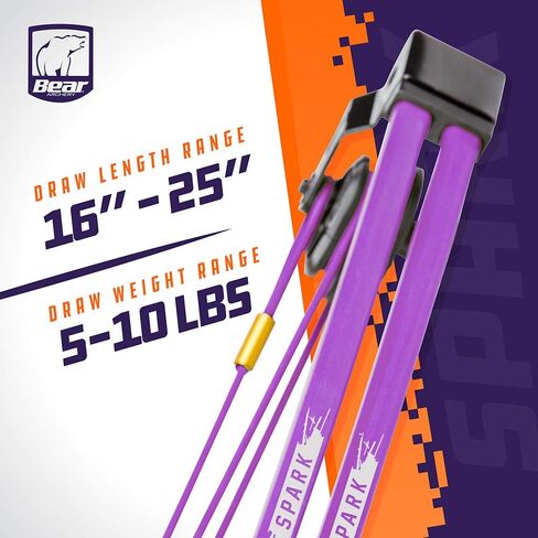 Bear Archery Spark Youth Bow Set, Recommended for Ages 5 to 10, Ambidextrous, Includes 2 Arrows, Armguard, Quiver in Saudi Arabia