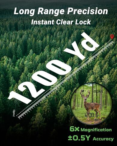 مكتشف المدى للصيد - محدد مدى الجولف بطول 1200 ياردة مع مفتاح منحدر، قفل العلم، وضع السرعة، مكتشف نطاق الصيد المقاوم للماء والقابل لإعادة الشحن، مثالي للرماية والجولف وصياد القوس in Kuwait