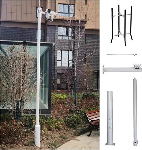2 3 Sections Security Camera Pole, 6.6 8.2 9.8 11.5 13.1 14.8 16.4 19.7 FT Segmented Surveillance Stand with Lightning Rod, Security Camera Pole(B,H-8 1/5 ft (2.5 m)-2 Sections) in Saudi Arabia