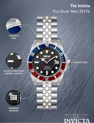 Invicta Men's Pro Diver Automatic Watch with Stainless Steel Band, Silver (Model: 29176) in Saudi Arabia