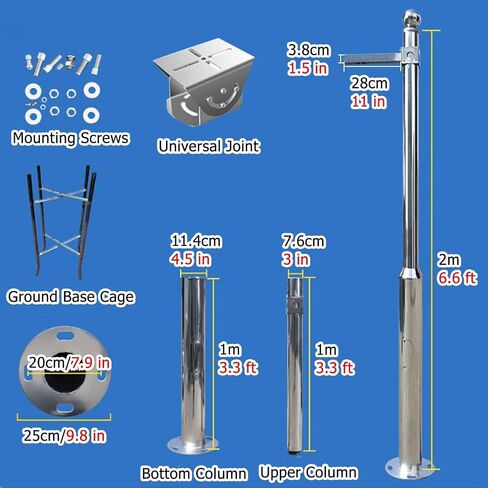 19.7ft Security Camera Pole - Universal Outdoor Surveillance Stand, Commercial Grade, Ideal for Residential & Farm Use (4.5m/14.8ft, 3 Sections) in Saudi Arabia