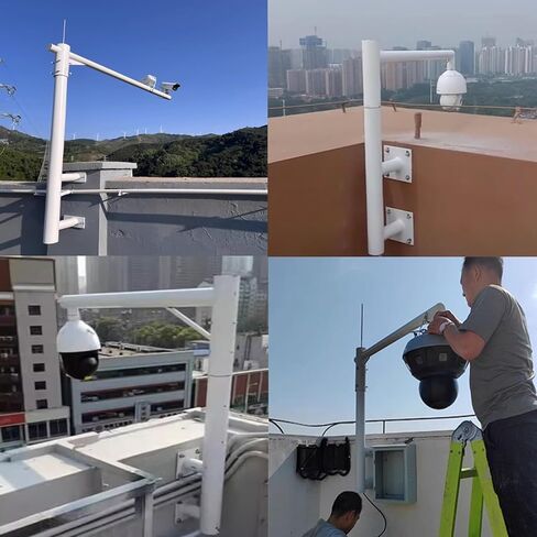 Wall-Mount Surveillance Post Stand 39 47 59in, 360° Gun Security Camera Pole Outdoor for Shop Entrances/Building Corridors/Parking Lot Entrance(ligjt Grey,3 9/10 ft(120cm)) in Saudi Arabia