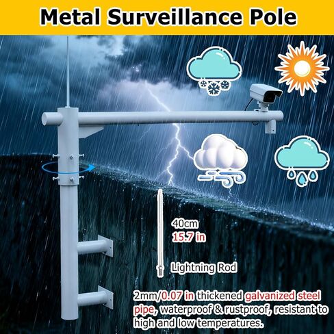 Wall-Mount Surveillance Post Stand 39 47 59in, 360° Gun Security Camera Pole Outdoor for Shop Entrances/Building Corridors/Parking Lot Entrance(ligjt Grey,3 9/10 ft(120cm)) in Saudi Arabia