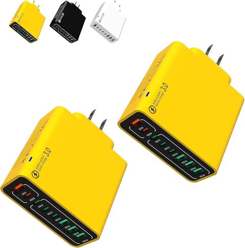 شاحن USB سريع 8 في 1 مقاوم للماء، محطة شحن سطح المكتب 8 منافذ، منفذ توصيل شاحن الهاتف أثناء السفر، مع 4 منافذ USB من النوع C و4 منافذ USB للسفر في المنزل والمكتب (أبيض) in Kuwait