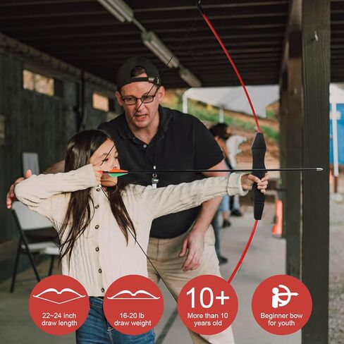 مجموعة القوس والسهم من Dostyle مقاس 44 بوصة للأطفال والأطفال في الهواء الطلق قوس منحني للشباب لتدريب الرماية للأطفال وفرق الألعاب هدية in Kuwait