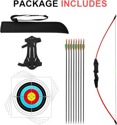 مجموعة القوس والسهم من Dostyle مقاس 44 بوصة للأطفال والأطفال في الهواء الطلق قوس منحني للشباب لتدريب الرماية للأطفال وفرق الألعاب هدية in Kuwait