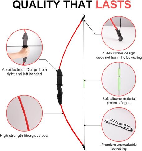مجموعة القوس والسهم من Dostyle مقاس 44 بوصة للأطفال والأطفال في الهواء الطلق قوس منحني للشباب لتدريب الرماية للأطفال وفرق الألعاب هدية in Kuwait