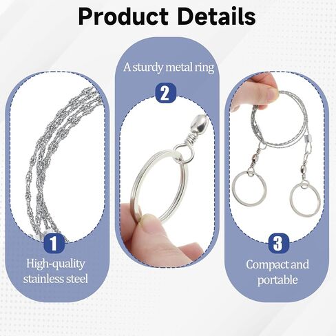 Stainless Steel Wire Saw, 28.7 Inch Livestocks Horn Maintenance Wire Saw, Heavy Duty Emergency Steel Wire-Saws, Camping Wire-Saws, Pocket String, Travel Chainsaw, Cutting Tool for Farm, Wood, Camping in Saudi Arabia