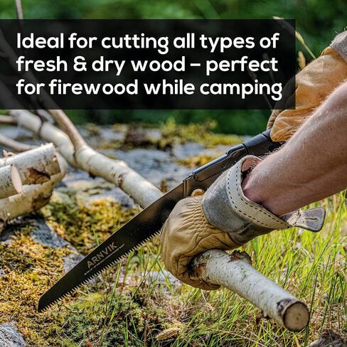 Nordic Pruning Saw for Gardening & Folding Saw Bushcraft - Arnvik - 8 Teeth per Inch - 8 in Hardened SK5 Steel Blade for Wood - For Cutting Trees in Your Garden or Firewood when Camping in Saudi Arabia