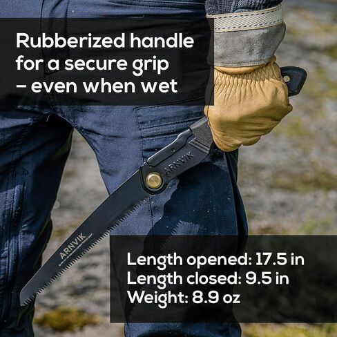 Nordic Pruning Saw for Gardening & Folding Saw Bushcraft - Arnvik - 8 Teeth per Inch - 8 in Hardened SK5 Steel Blade for Wood - For Cutting Trees in Your Garden or Firewood when Camping in Saudi Arabia