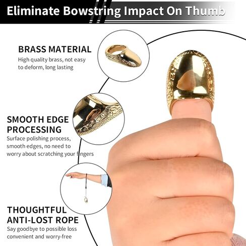SPG Archery Thumb Ring - Thumb Draw Ring Brass Thumb Ring for Recurve Bow Finger Guard with Anti-Loss Lanyard Left & Right Hand for Recurve Traditional Bow Shooting Accessories in Saudi Arabia