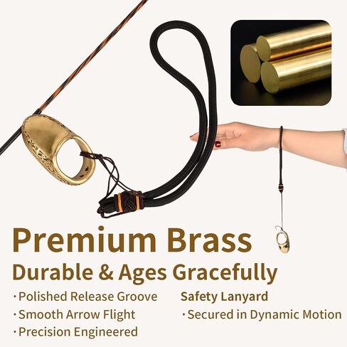 SPG Archery Thumb Ring - Thumb Draw Ring Brass Thumb Ring for Recurve Bow Finger Guard with Anti-Loss Lanyard Left & Right Hand for Recurve Traditional Bow Shooting Accessories in Saudi Arabia