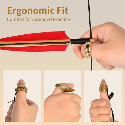 SPG Archery Thumb Ring - Thumb Draw Ring Brass Thumb Ring for Recurve Bow Finger Guard with Anti-Loss Lanyard Left & Right Hand for Recurve Traditional Bow Shooting Accessories in Saudi Arabia