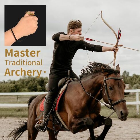 SPG Archery Thumb Ring - Thumb Draw Ring Brass Thumb Ring for Recurve Bow Finger Guard with Anti-Loss Lanyard Left & Right Hand for Recurve Traditional Bow Shooting Accessories in Saudi Arabia