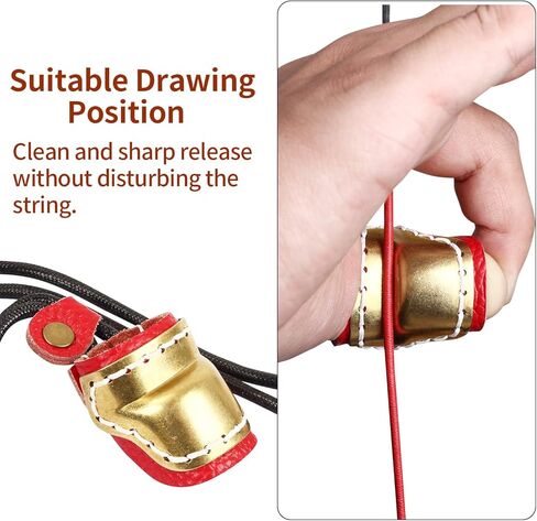 SOPOGER حلقة الإبهام للرماية المصنوعة يدويًا من الجلد النحاسي وواقي الأصابع قابل للتعديل التقليدي وواقي الإصبع المنغولي لقوس الحصان القوس الطويل القوس المنحني in Kuwait