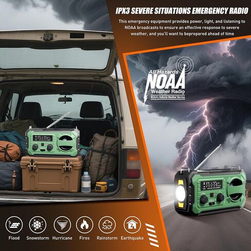 Hand Crank Emergency Radio, 10000mAh Weather Radio with AM/FM/NOAA, Solar Prower, SOS Alarm, Phone Charging, LED Flashlight, Portable Survival Gear for Outdoor & Home Emergencies Kits, Grey in Saudi Arabia