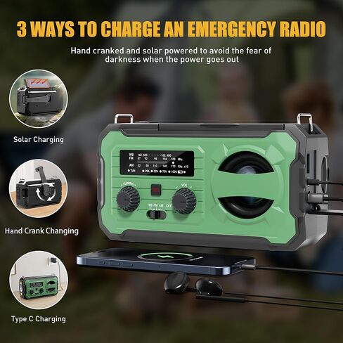 Hand Crank Emergency Radio, 10000mAh Weather Radio with AM/FM/NOAA, Solar Prower, SOS Alarm, Phone Charging, LED Flashlight, Portable Survival Gear for Outdoor & Home Emergencies Kits, Grey in Saudi Arabia