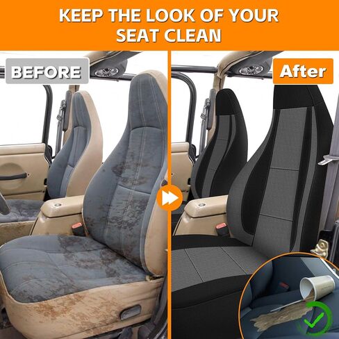 Seat Covers Compatible with Jeep Wrangler TJ 1997-2002 Full Set, Air-Mesh Breathable Automotive Cover Cushion Accessories (All Black) in Saudi Arabia