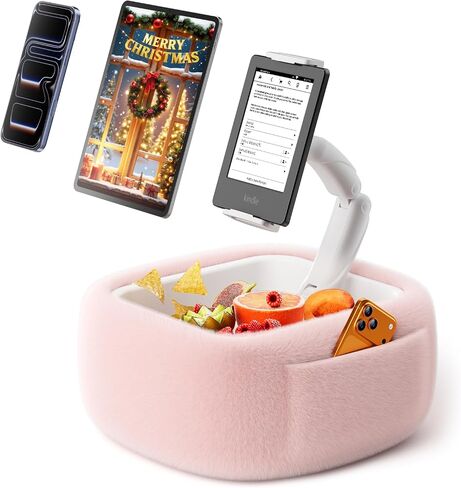 LULULOOK Ultra Fluffy Kindle Pillow Stand for Reading, Lap Tablet Pillow Stand with Snack Bowl & Flodable Arm Compatible with iPad, Phone and 4.7-14.6" Tablet for Book Reading in Bed in Saudi Arabia