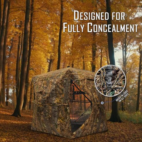 KNINE OUTDOORS Hunting Blind, 2-3 Person Pop Up Ground Blinds for Deer Hunting 270 Degree, Portable Resilient Hunting Tent for Deer & Turkey in Saudi Arabia