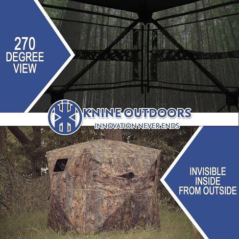 KNINE OUTDOORS Hunting Blind, 2-3 Person Pop Up Ground Blinds for Deer Hunting 270 Degree, Portable Resilient Hunting Tent for Deer & Turkey in Saudi Arabia