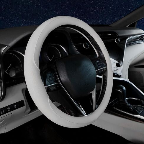 Steering Wheel Cover Universal Standard Size 14.5-15 inch, Breathable Microfiber Leather, Anti-Slip, Soft Grip, Fits Most Cars SUVs Trucks, Creamy White in Saudi Arabia