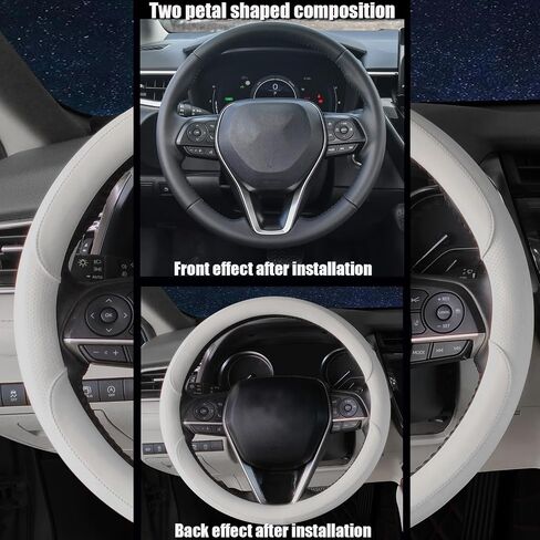 Steering Wheel Cover Universal Standard Size 14.5-15 inch, Breathable Microfiber Leather, Anti-Slip, Soft Grip, Fits Most Cars SUVs Trucks, Creamy White in Saudi Arabia