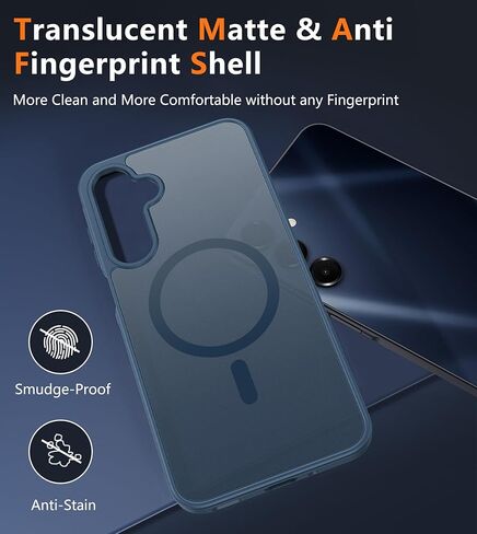 حافظة FNTCASE لهاتف Samsung Galaxy S25 FE: غطاء هاتف خلوي مغناطيسي شفاف مطفأ اللمعة بدرجة عسكرية مقاوم للسقوط - حافظات S25Fe متينة ونحيفة ومضادة للصدمات (أسود - 6.7 بوصة) in Kuwait