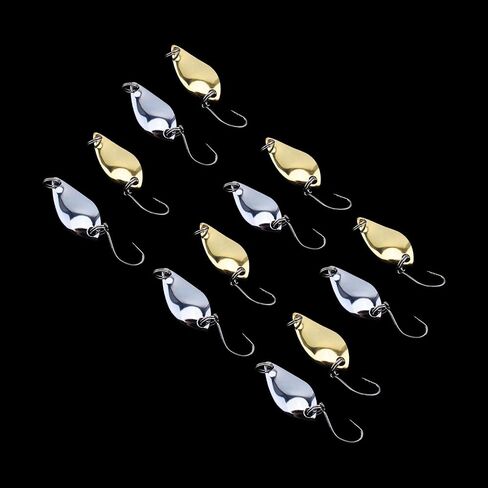 12pcs Hard Fishing Lures Metal Spoons, Hard Baits Metal Fishing Lures Spinner Baits, with High Carbon Steel Hook, Suit for Bass and Trout for Saltwater Freshwater in Saudi Arabia