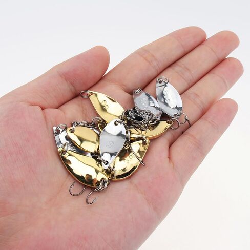 12pcs Hard Fishing Lures Metal Spoons, Hard Baits Metal Fishing Lures Spinner Baits, with High Carbon Steel Hook, Suit for Bass and Trout for Saltwater Freshwater in Saudi Arabia