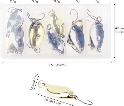 12pcs Hard Fishing Lures Metal Spoons, Hard Baits Metal Fishing Lures Spinner Baits, with High Carbon Steel Hook, Suit for Bass and Trout for Saltwater Freshwater in Saudi Arabia