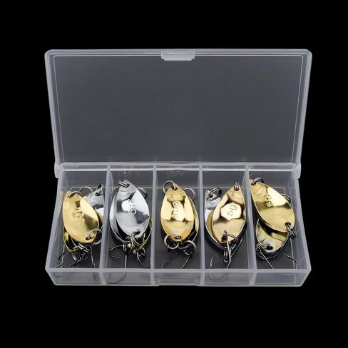 12pcs Hard Fishing Lures Metal Spoons, Hard Baits Metal Fishing Lures Spinner Baits, with High Carbon Steel Hook, Suit for Bass and Trout for Saltwater Freshwater in Saudi Arabia