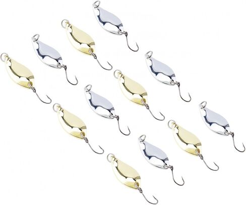 12pcs Hard Fishing Lures Metal Spoons, Hard Baits Metal Fishing Lures Spinner Baits, with High Carbon Steel Hook, Suit for Bass and Trout for Saltwater Freshwater in Saudi Arabia