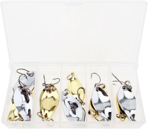 12pcs Hard Fishing Lures Metal Spoons, Hard Baits Metal Fishing Lures Spinner Baits, with High Carbon Steel Hook, Suit for Bass and Trout for Saltwater Freshwater in Saudi Arabia