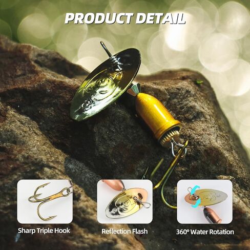 Inline Spinnerbaits for Bass Trout Pike – Premium Spinner Lures with Treble Hooks & Flash Blades for Freshwater & Saltwater Fishing – Durable, Vibrant, and Deadly Effective in Saudi Arabia