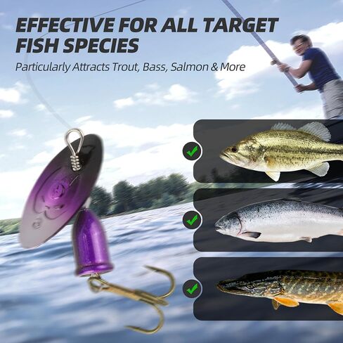 Inline Spinnerbaits for Bass Trout Pike – Premium Spinner Lures with Treble Hooks & Flash Blades for Freshwater & Saltwater Fishing – Durable, Vibrant, and Deadly Effective in Saudi Arabia