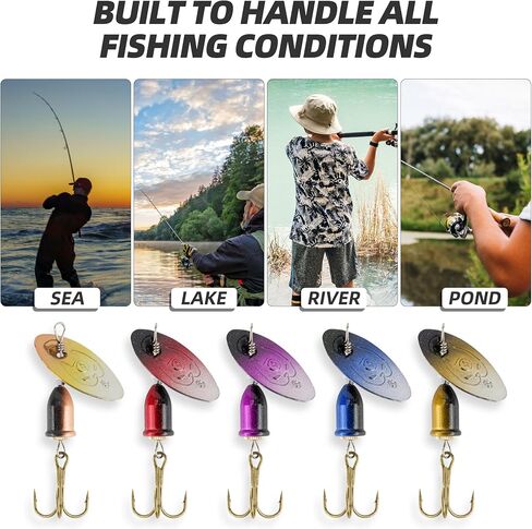 Inline Spinnerbaits for Bass Trout Pike – Premium Spinner Lures with Treble Hooks & Flash Blades for Freshwater & Saltwater Fishing – Durable, Vibrant, and Deadly Effective in Saudi Arabia