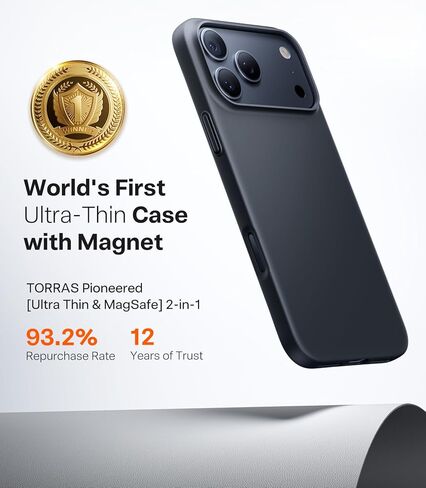 حافظة TORRAS مغناطيسية رفيعة لهاتف iPhone 17 Pro مقاس 6.3 بوصة، رفيعة للغاية، متوافقة مع MagSafe، حافظة هاتف صلبة من البولي كربونات خفيفة الوزن غير لامعة مضادة للخدش لهاتف iPhone 17 Pro OriginFit، أزرق غامق in Saudi Arabia