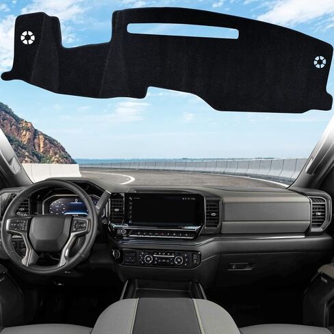OLLEN Dash Cover Mat, Fit for Chevy Silverado 2022-2024 2025, Compatible with GMC Sierra 1500 Sierra 2500HD 3500HD 2024 2025~, Non-Slip Center Console Dashboard Cover, Black in Saudi Arabia