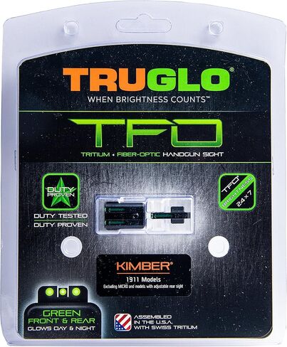Truglo TFO Tritium & Fiber-Optic Sight Durable Snag-Resistant Glowing Night Sight, Compatible with Kimber 1911 Models with Fixed Rear Sight (Excluding Micro Series) in Kuwait