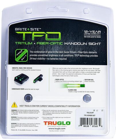 Truglo TFO Tritium & Fiber-Optic Sight Durable Snag-Resistant Glowing Night Sight, Compatible with Kimber 1911 Models with Fixed Rear Sight (Excluding Micro Series) in Kuwait