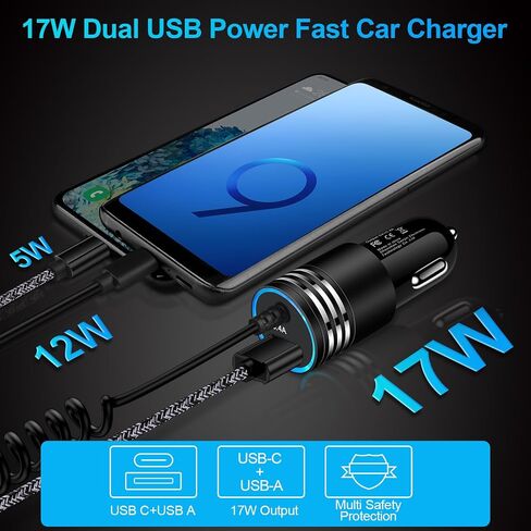Android Car Charger Type C Samsung Car Charger Fast Charging for Samsung Galaxy A14/A04S/A53 5G/A13/A03S/S23/S23 Ultra/S23 Plus/S22/S21fe/S20/Z Flip4/Z Fold4/A12/A32, 3.4A Car Adapter+3ft USB C Cable in Saudi Arabia