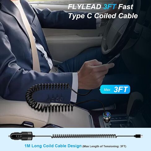 Android Car Charger Type C Samsung Car Charger Fast Charging for Samsung Galaxy A14/A04S/A53 5G/A13/A03S/S23/S23 Ultra/S23 Plus/S22/S21fe/S20/Z Flip4/Z Fold4/A12/A32, 3.4A Car Adapter+3ft USB C Cable in Saudi Arabia