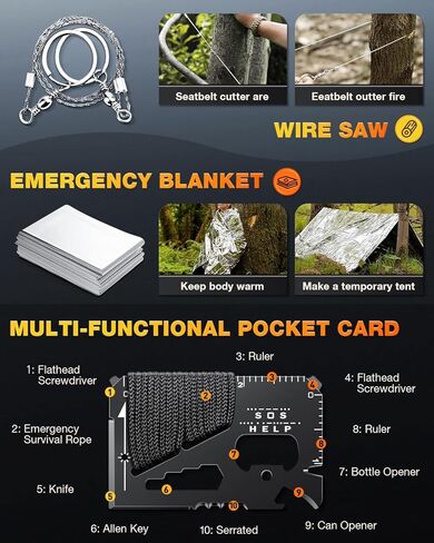 هدايا للرجال أبي هيم كريسماس - معدات ومعدات النجاة 21 في 1، مجموعات النجاة - هدايا للرجال والأب والأولاد المراهقين - هدايا للجوارب وهدايا الفيل الأبيض in Kuwait