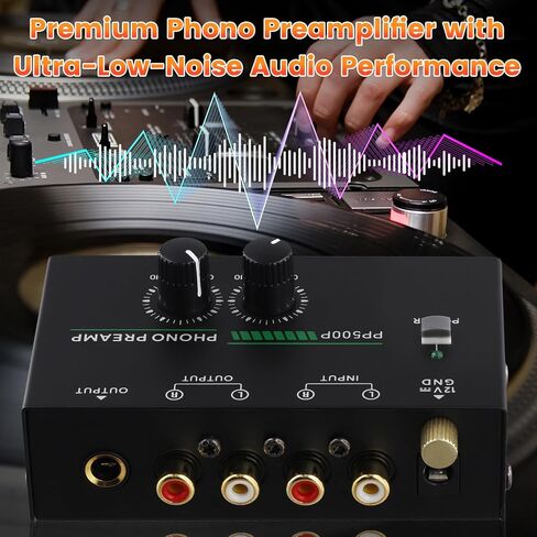 Phono Turntable Preamp, Phonograph Preamplifier with R C A Input, TRS Output, for Turntable Record Play US Plug in Saudi Arabia