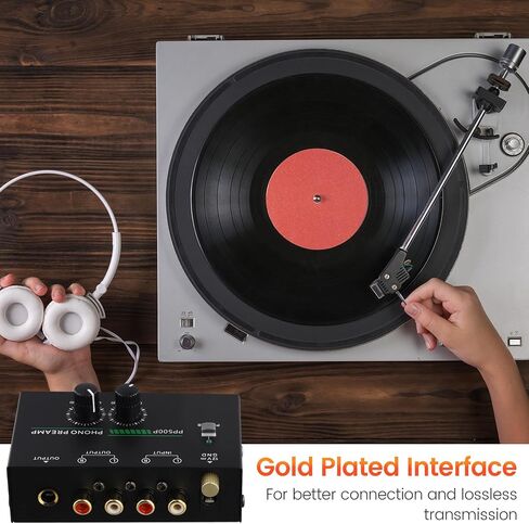 Phono Turntable Preamp, Phonograph Preamplifier with R C A Input, TRS Output, for Turntable Record Play US Plug in Saudi Arabia