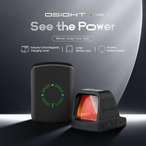OLIGHT Osight 3 MOA قابل لإعادة الشحن نقطة منعكسة مفتوحة مع غطاء شحن، مشاهد تكتيكية خالية من المنظر، متوافق مع Picatinny Mount - خيارات النقطة الخضراء/الحمراء in Saudi Arabia