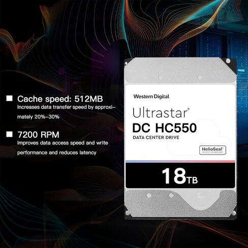 Western Digital Internal Hard Drives 16Tb DC HC550 Surveillance,Wd 3.5 HDD Sata 6Gb/s 7200 PRM NAS 512 mb Cache for Dvr Nvr (Renewed) in Saudi Arabia
